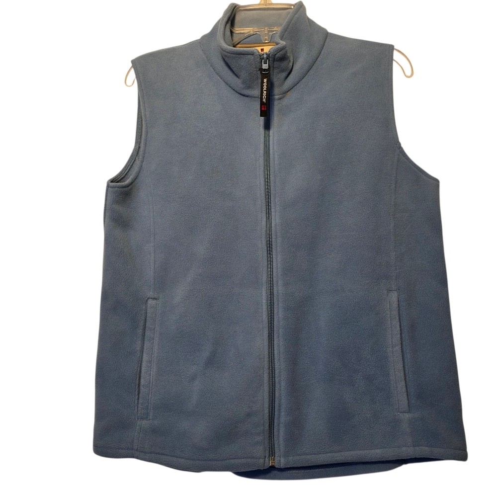 Woolrich Women's Light Blue Fleece Sleeveless Full Zip Collared Vest Size M EUC